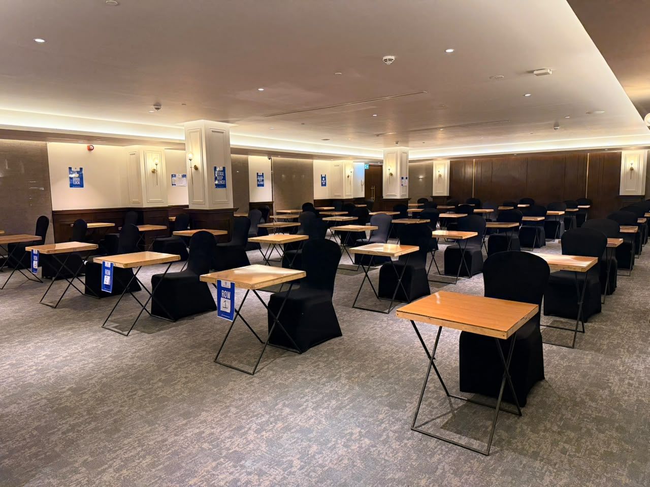 Exam hall set up before a sitting